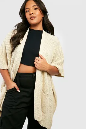 Plus Knitted Batwing Oversized Cardigan