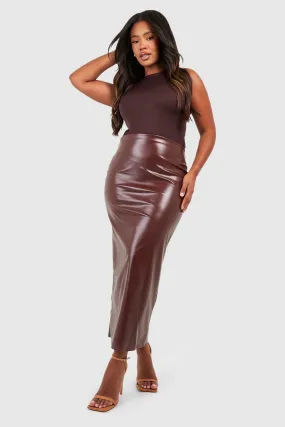 Plus Matte Pu Midi Skirt