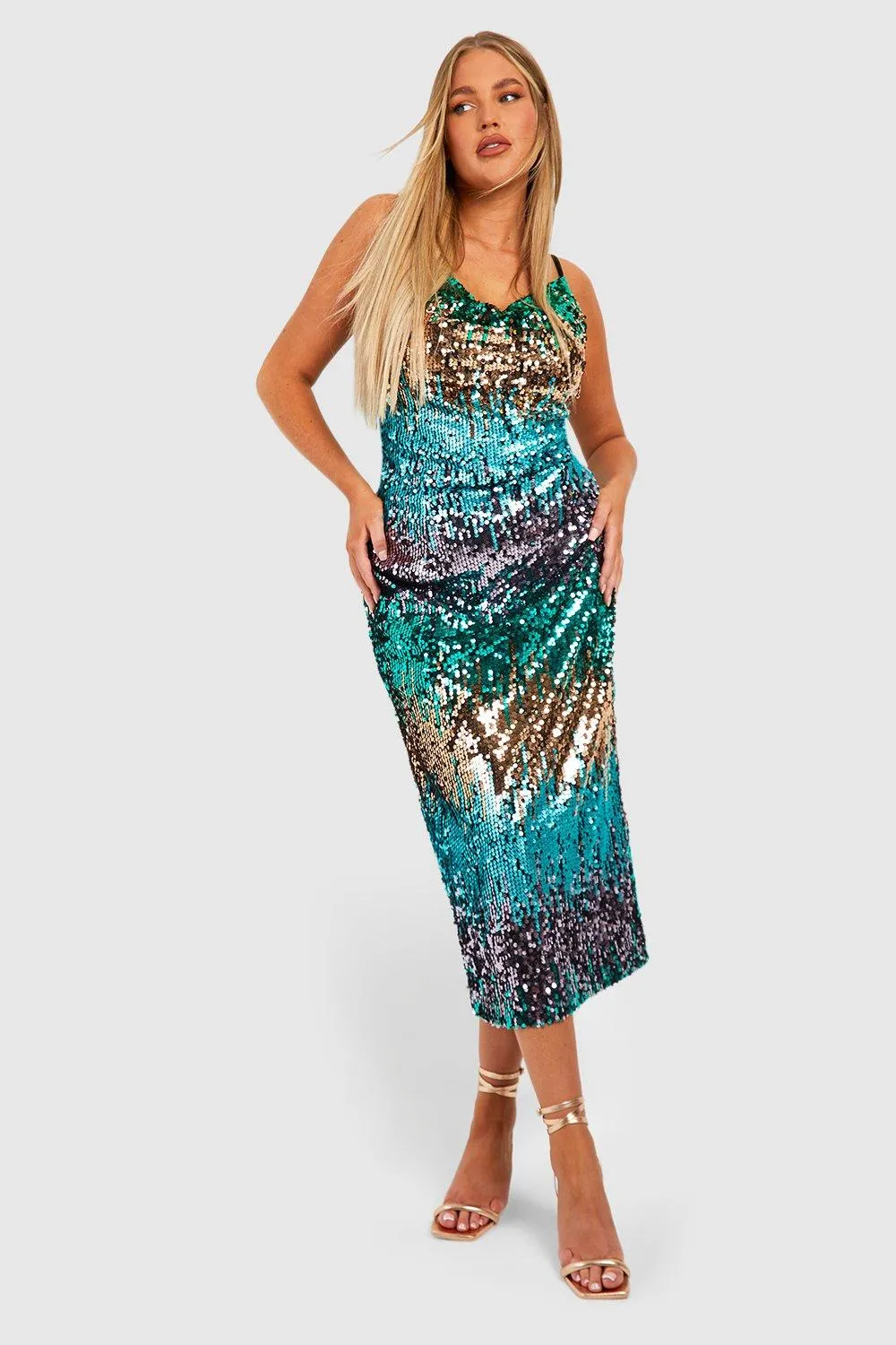 Plus Ombre Sequin Midi Skirt