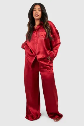 Plus Oversized Piping Detail Pj Pants Set