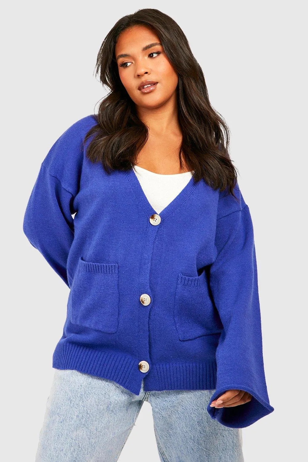 Plus Oversized Wide Sleeve Cardigan