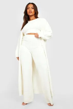 Plus Premium Fluffy Knitted Longline Cardigan