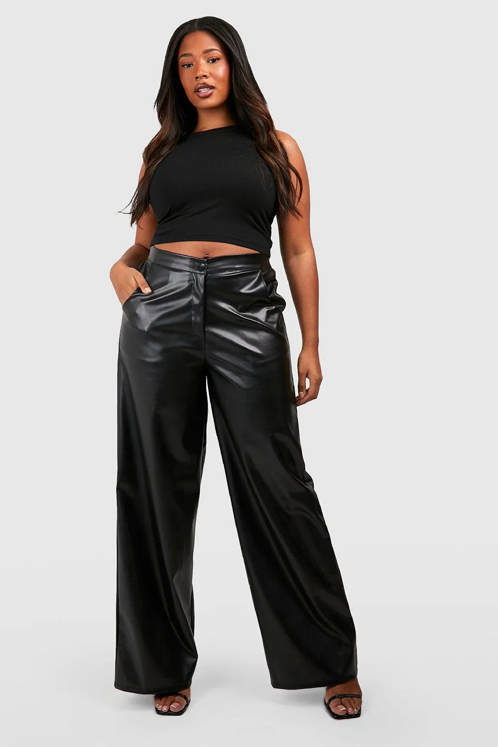 Plus Pu Wide Leg Pants