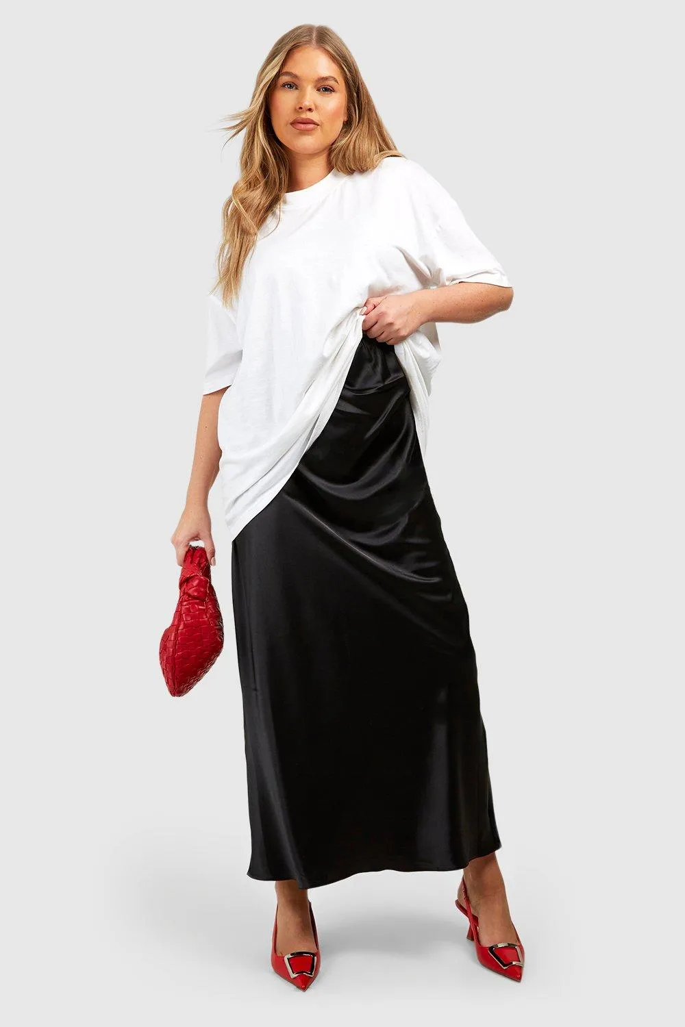 Plus Satin Slip Maxi Skirt