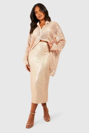 Plus Sequin Midi Skirt