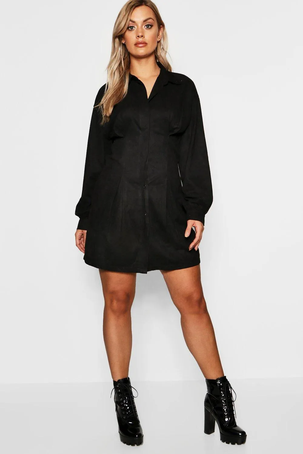 Plus Suede Shirt Dress