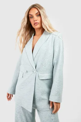 Plus Textured Double Breasted Blazer