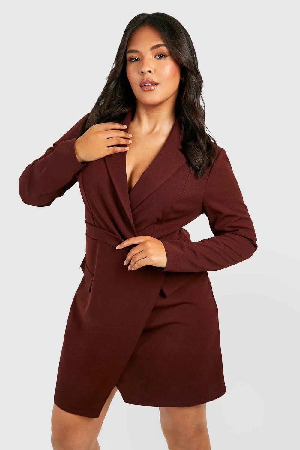 Plus Wrap Detail Blazer Dress