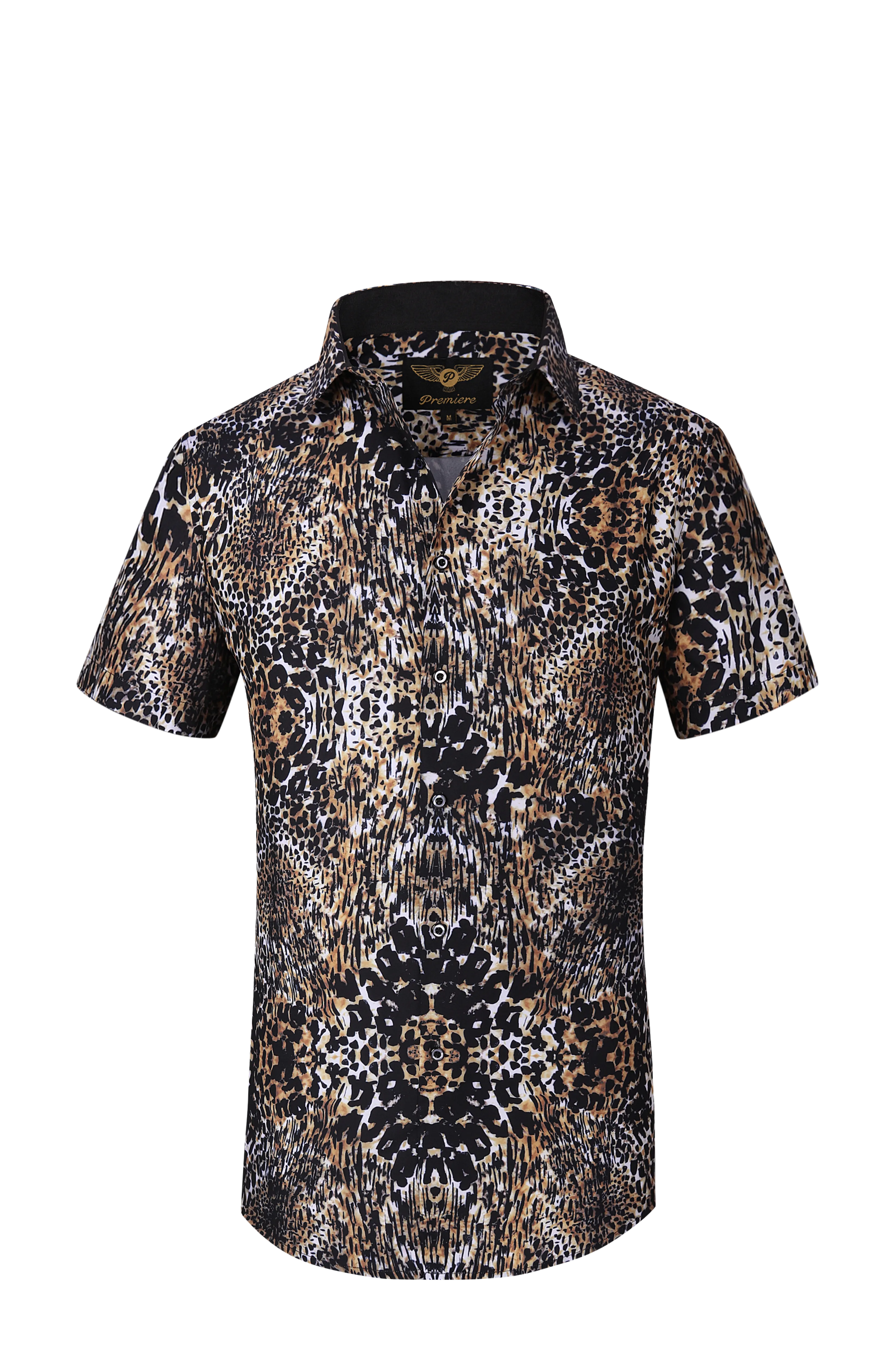 PREMIERE SHORT SLEEVE SHIRTS: BROWN CHEETAH