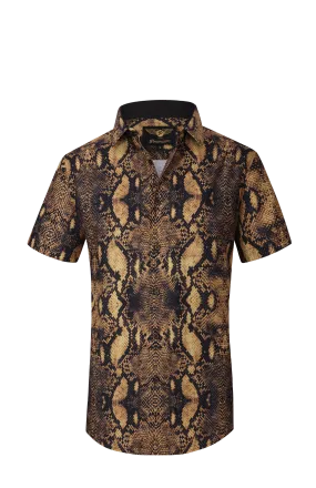 PREMIERE SHORT SLEEVE SHIRTS: GOLDEN BROWN SNAKESKIN