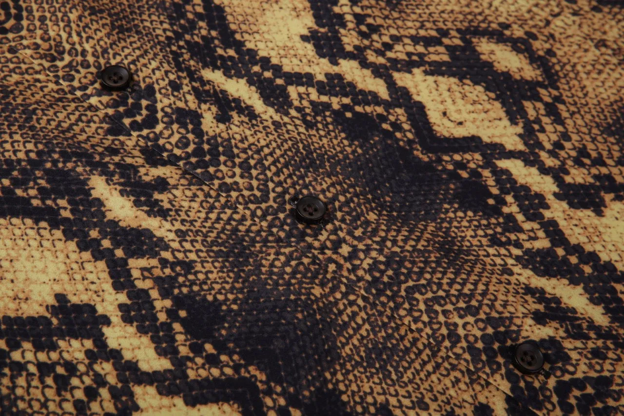 PREMIERE SHORT SLEEVE SHIRTS: GOLDEN BROWN SNAKESKIN