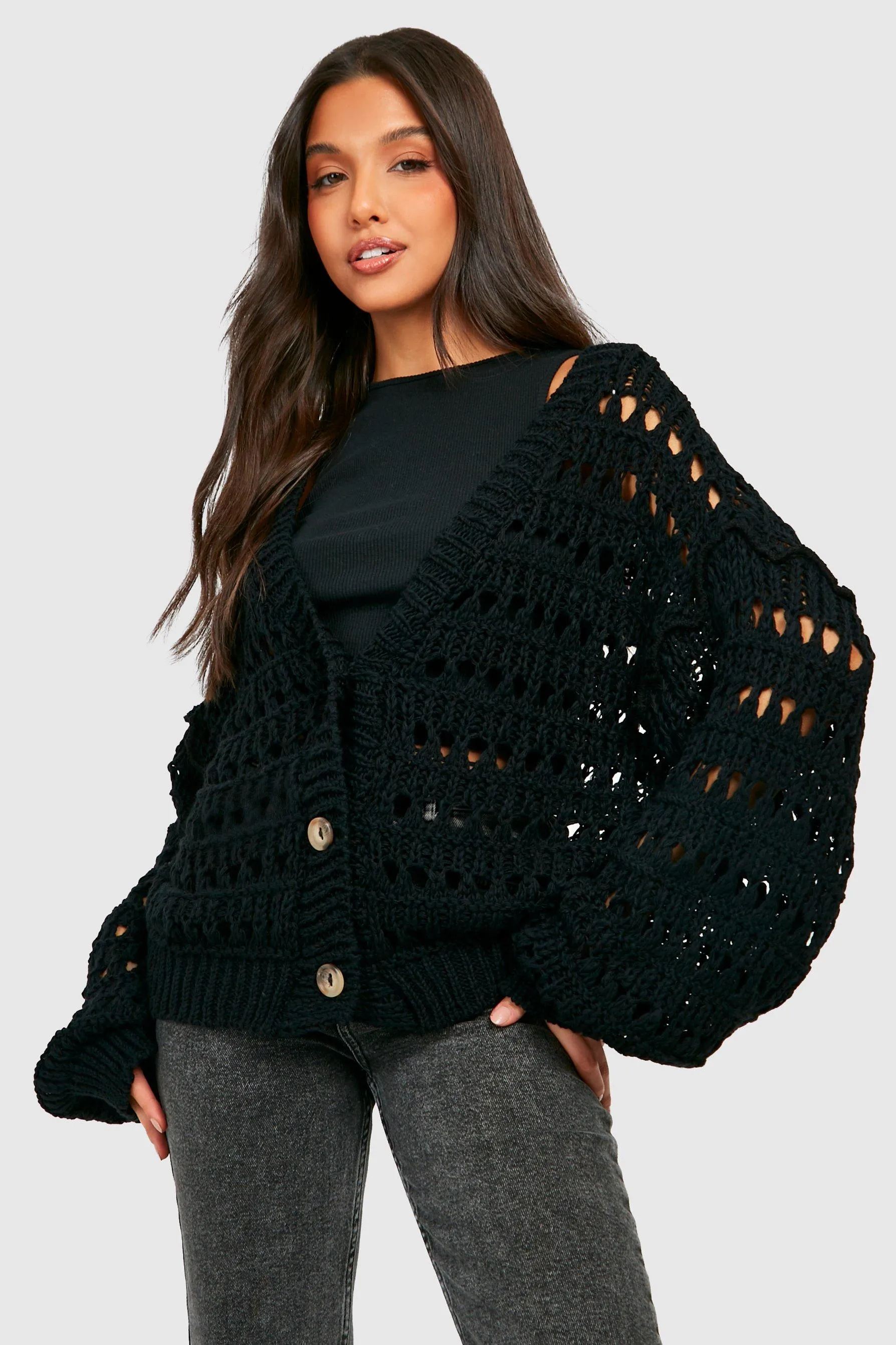 Premium Chunky Pointelle Oversized Cardigan