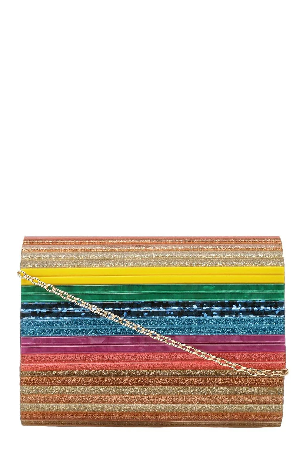 Premium Rainbow Resin Box Clutch Bag