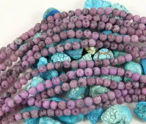 Purple Enhanced Kiwi Stone Matte Bead Strand