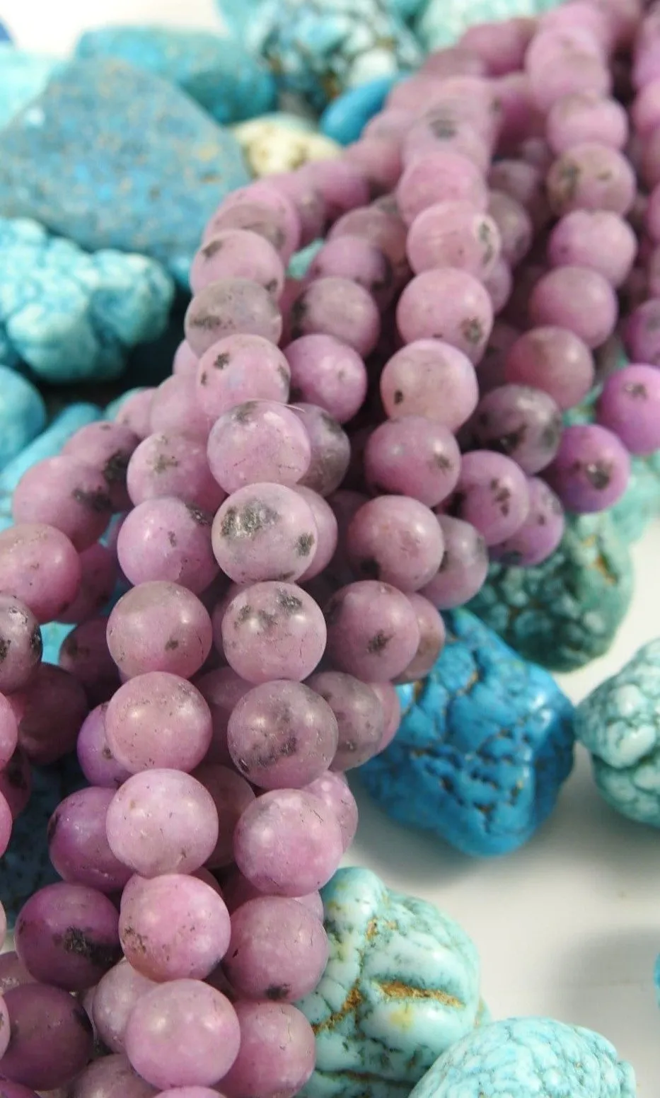 Purple Enhanced Kiwi Stone Matte Bead Strand