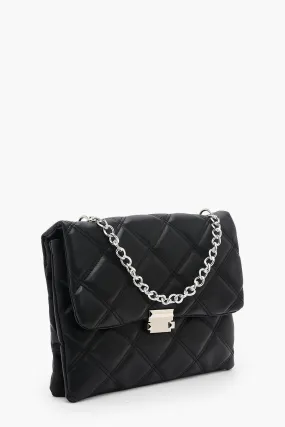 Quilted Chain Detail Cross Body Bag