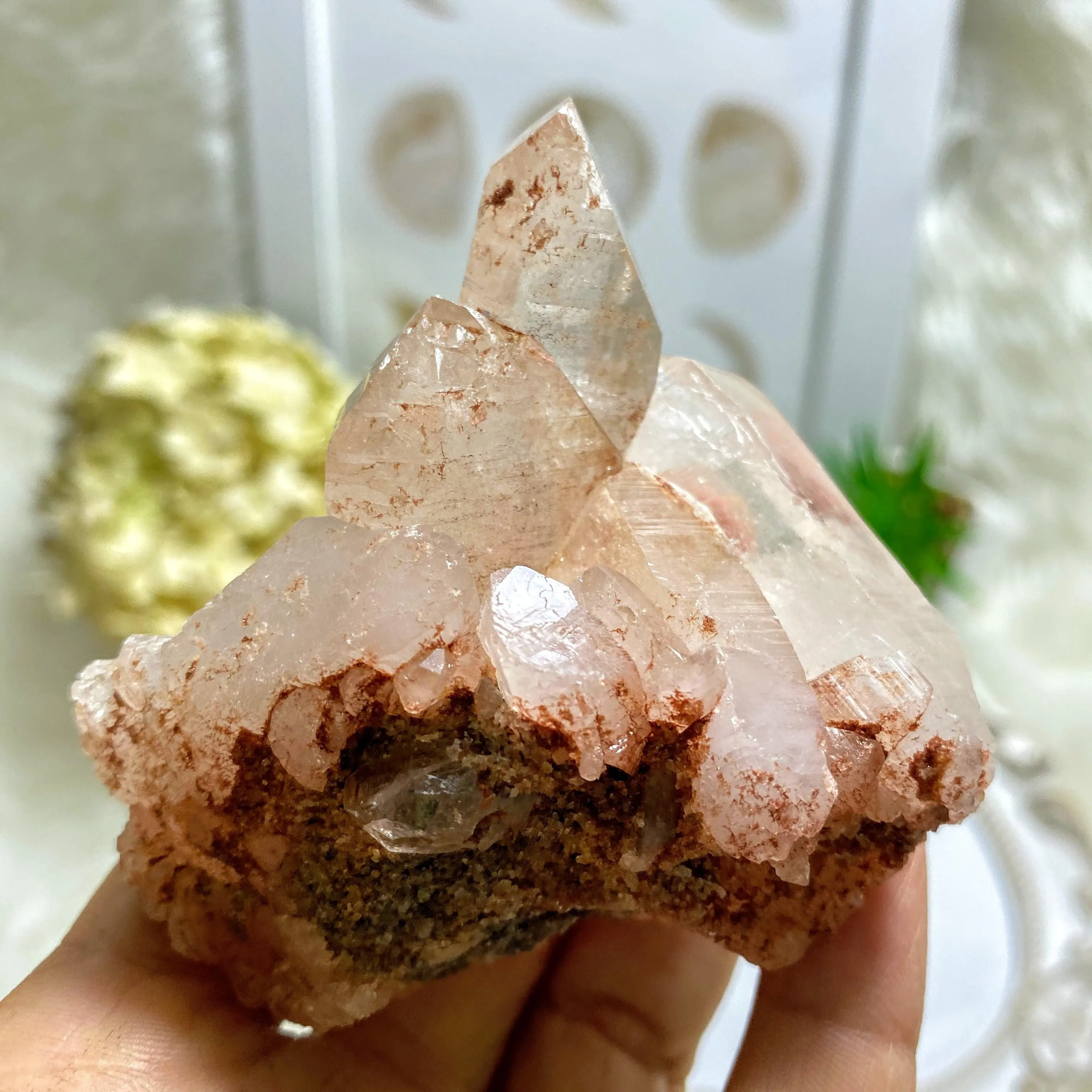 Record Keepers~ Rare, Large Rosy Pink Samadhi Himalayan Quartz Self Healed Cluster