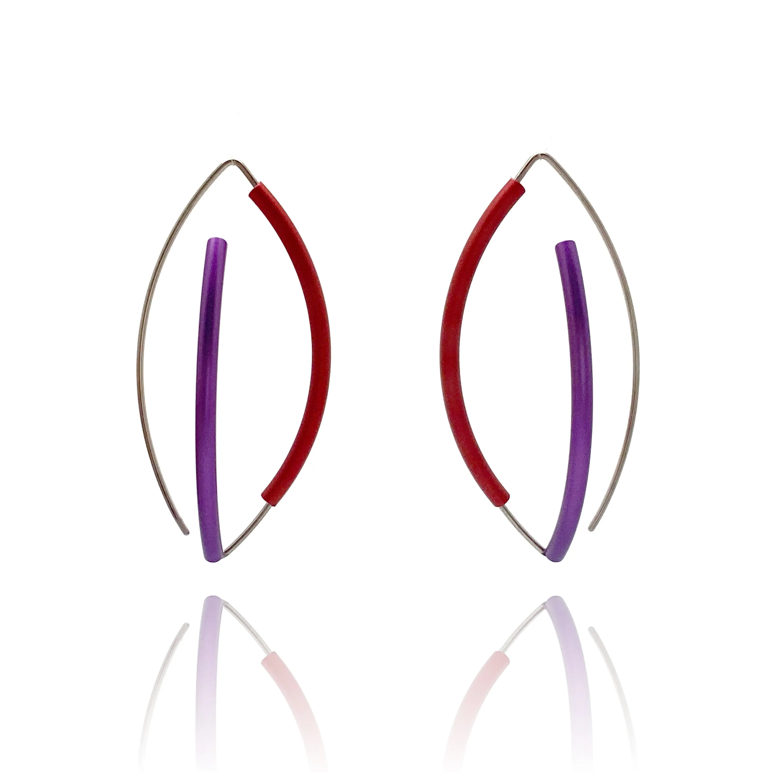 Red and Purple 3D Bow Earrings