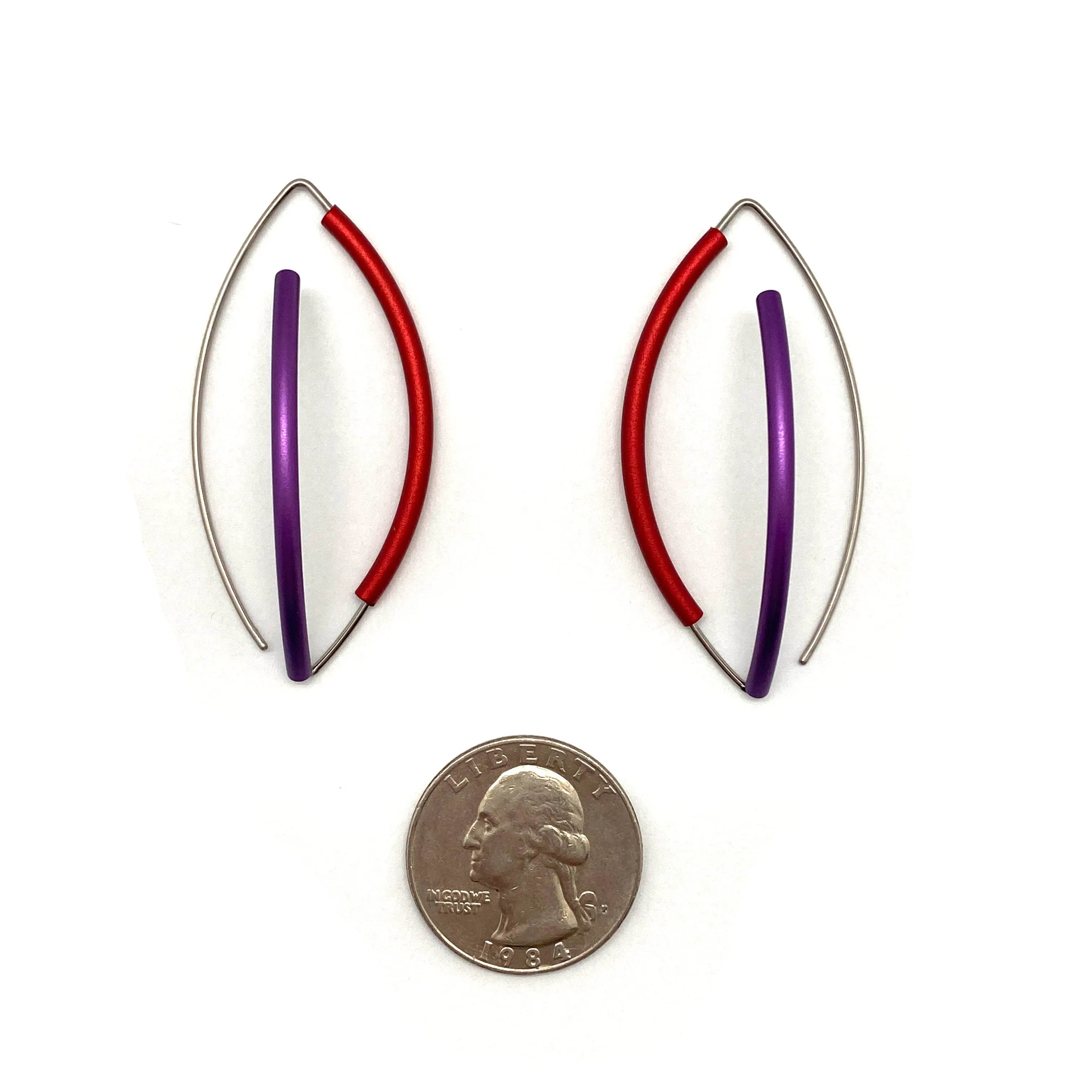 Red and Purple 3D Bow Earrings