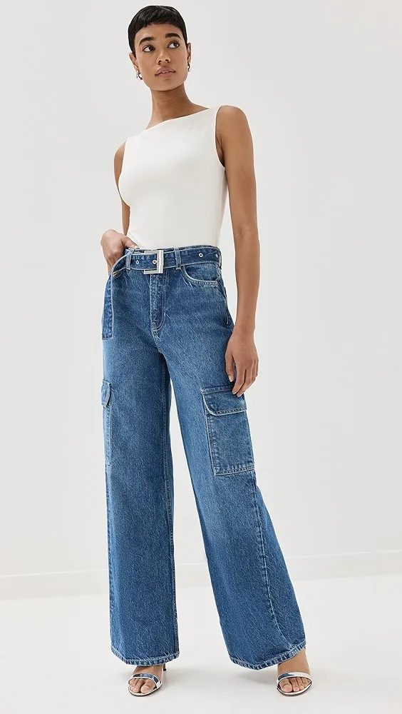 Reformation   Cary Belted Cargo High Rise Slouchy Jeans 