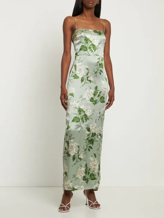 Reformation   Frankie printed silk satin long dress 