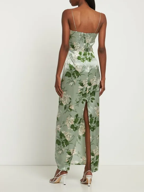 Reformation   Frankie printed silk satin long dress 