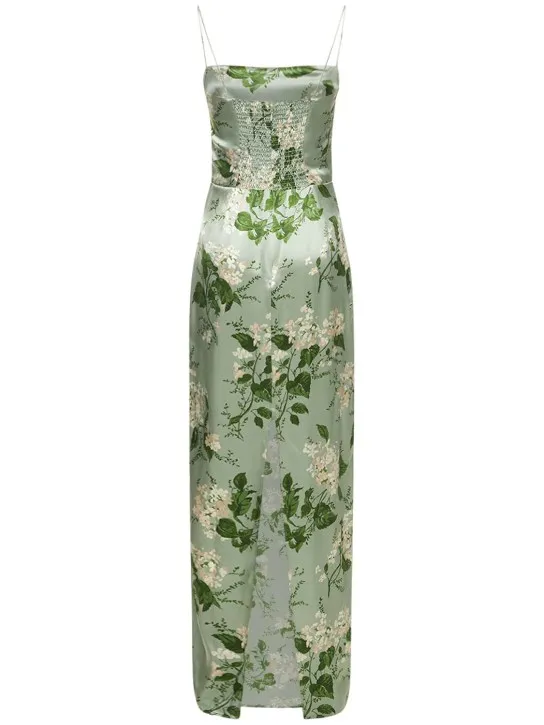 Reformation   Frankie printed silk satin long dress 