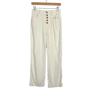 Reformation Ivory Button Fly Austin Pant Corduroy Jeans- Size 25 (Inseam 28)