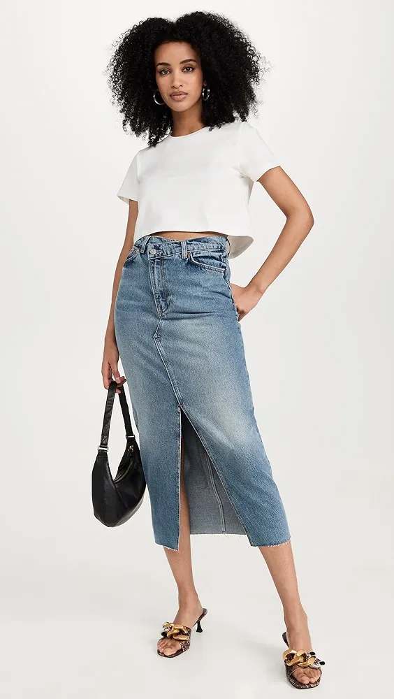 Reformation   Nila Long Denim Skirt 