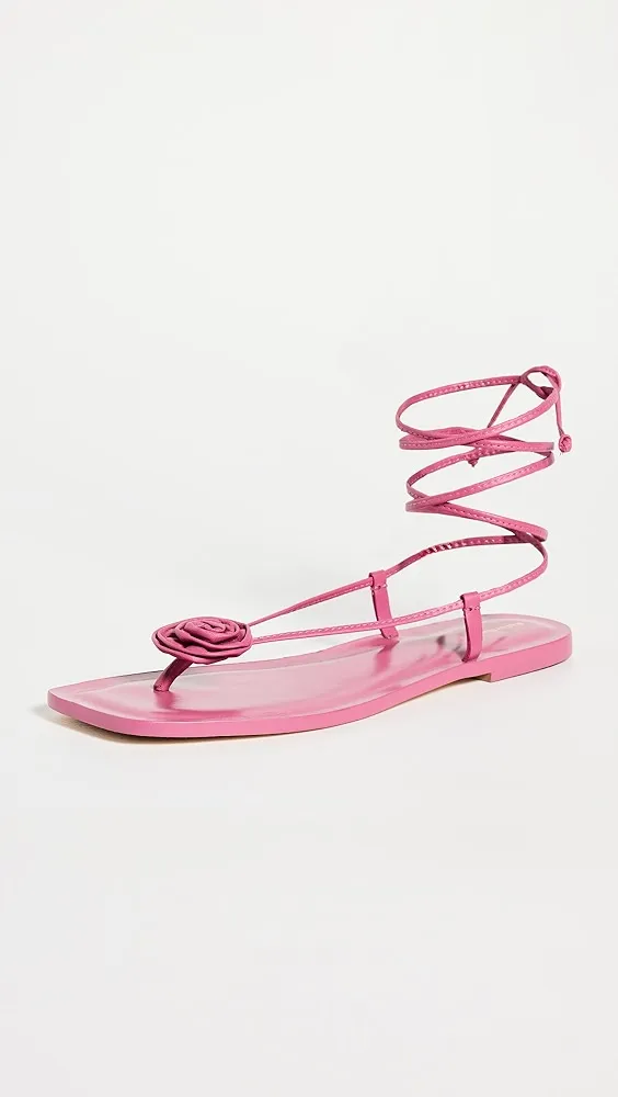 Reformation   Vicky Lace Up Rosette Leather Sandals 