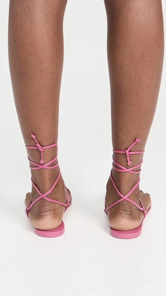 Reformation   Vicky Lace Up Rosette Leather Sandals 