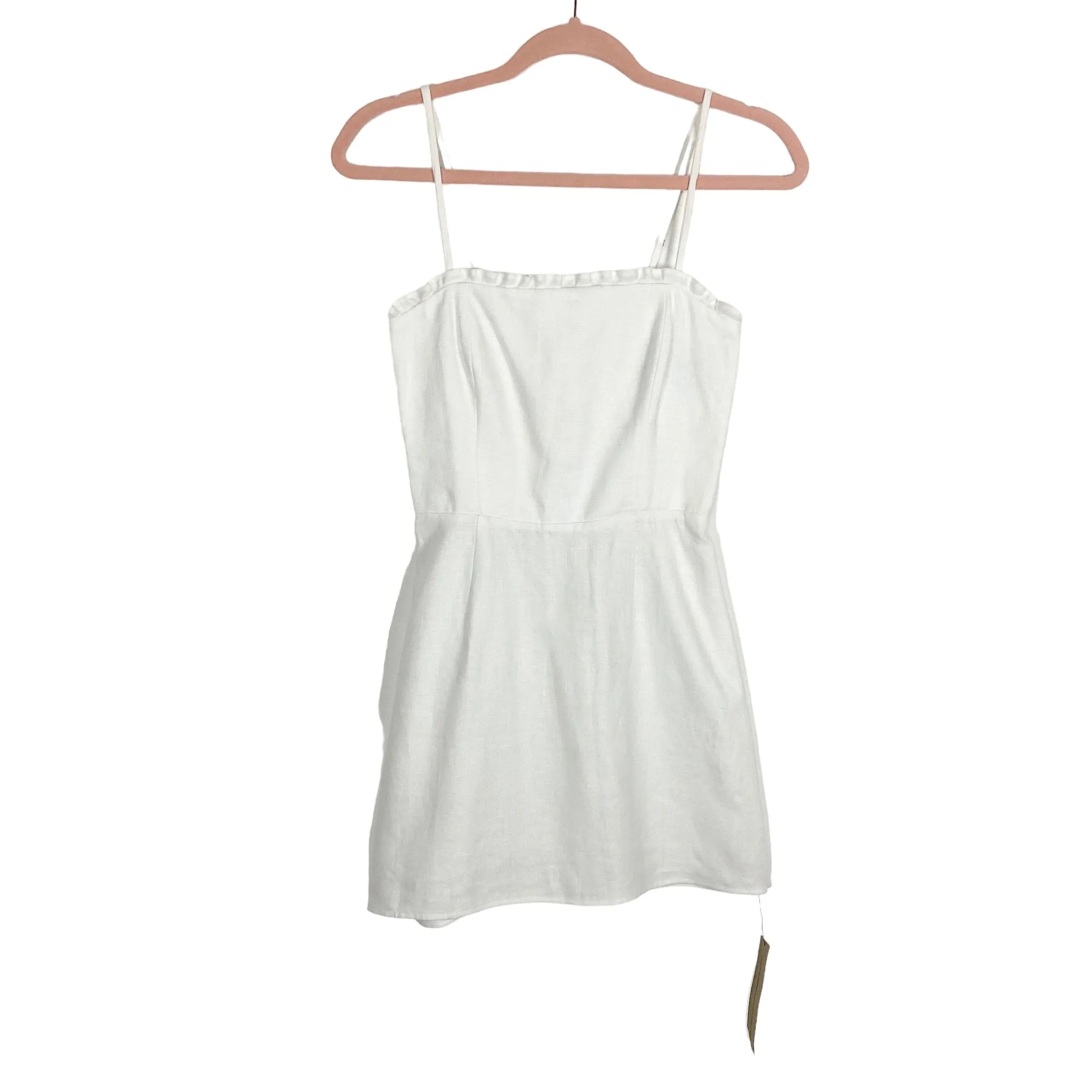 Reformation White Linen with Back Smocking Mini Dress NWT- Size 0