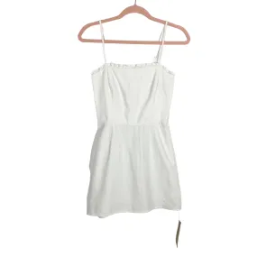 Reformation White Linen with Back Smocking Mini Dress NWT- Size 0