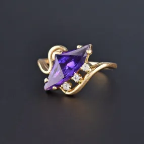 Retro Gold Fancy Cut Purple Sapphire Ring