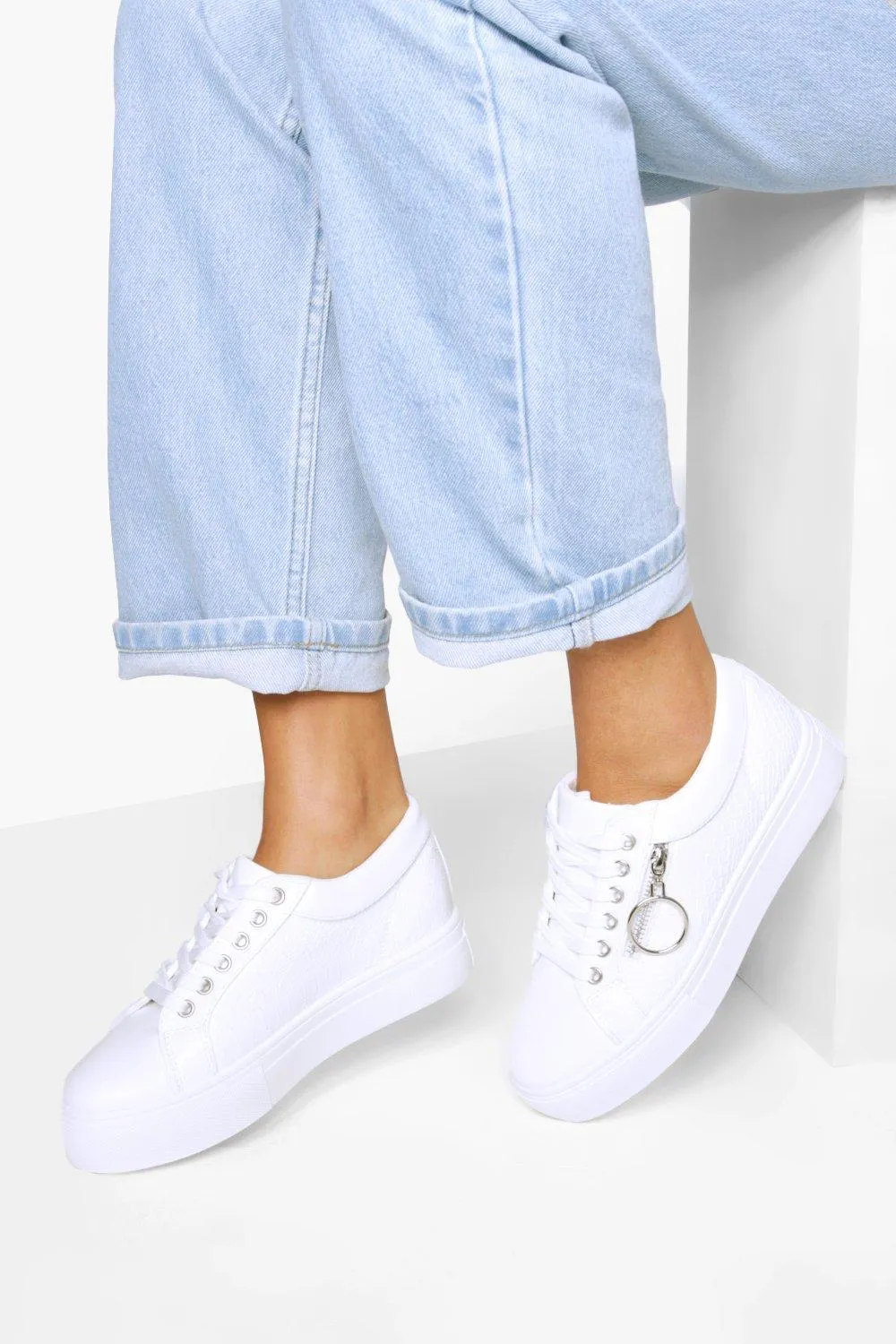 Ring Zip Detail Platform Sneakers