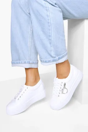 Ring Zip Detail Platform Sneakers