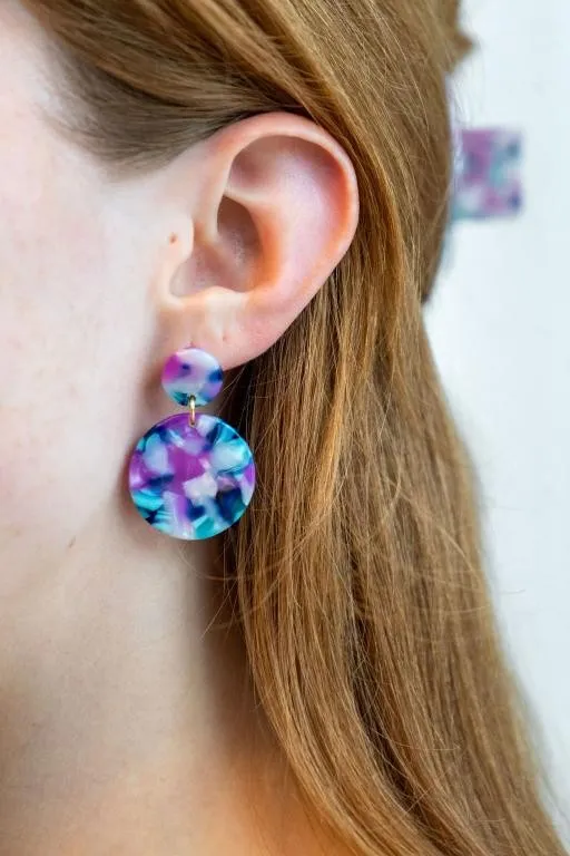 Round Drop Earrings - Purple Party