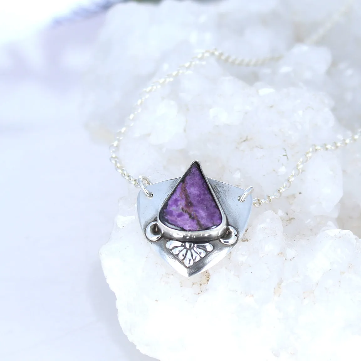 Royal Purple Sugilite Shield Pendant Sterling Southwest