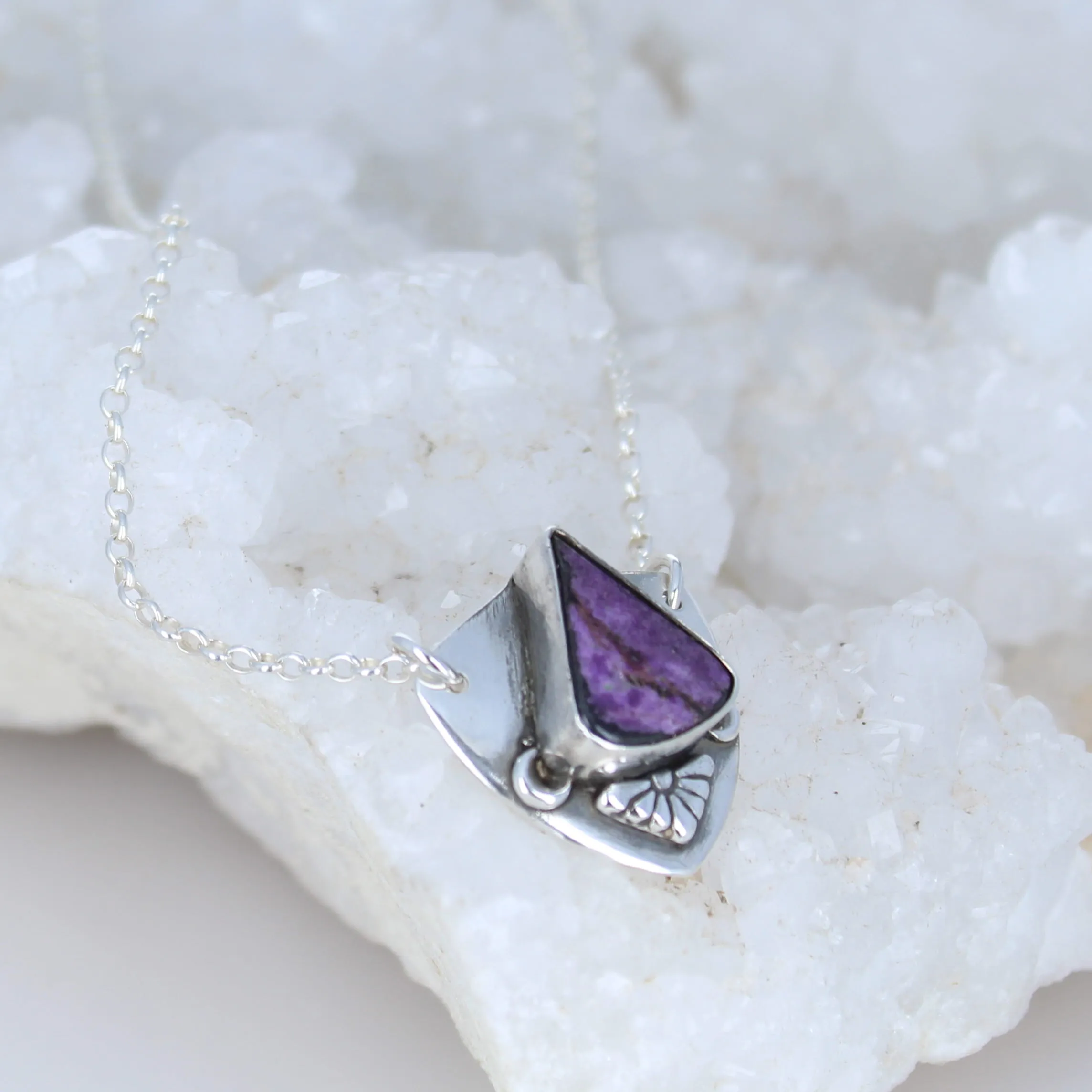 Royal Purple Sugilite Shield Pendant Sterling Southwest