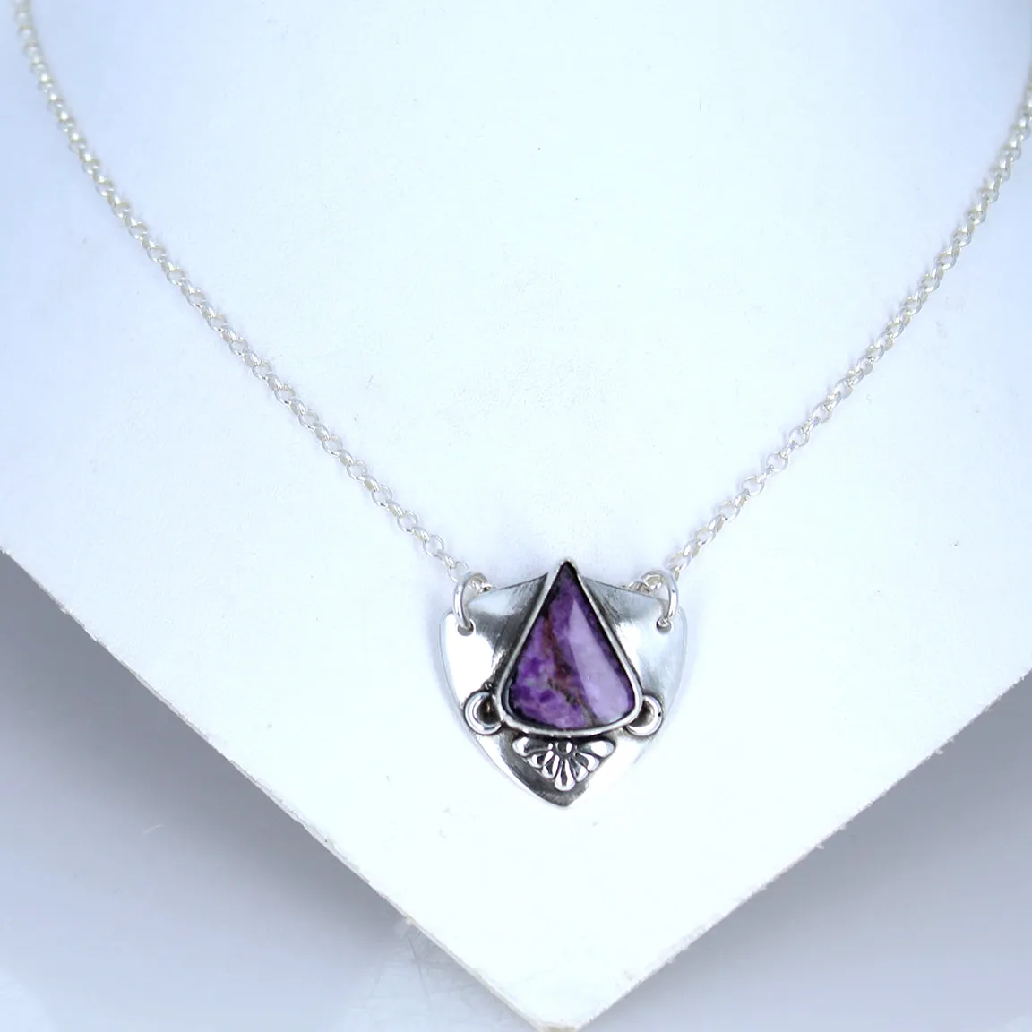 Royal Purple Sugilite Shield Pendant Sterling Southwest