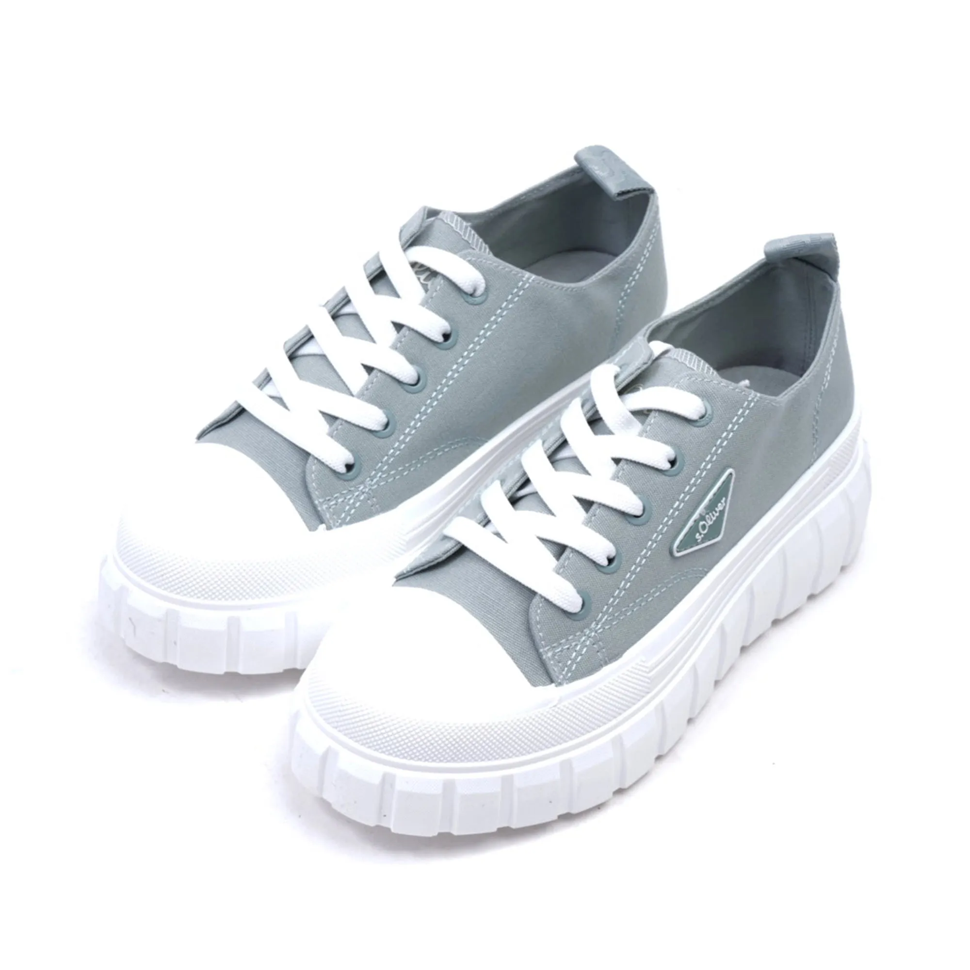 S. Oliver Women's Canvas Sneakers with Platform Sole Grey