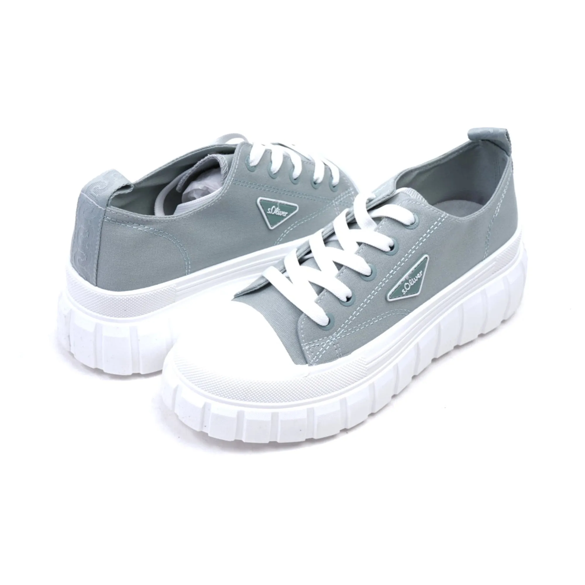 S. Oliver Women's Canvas Sneakers with Platform Sole Grey