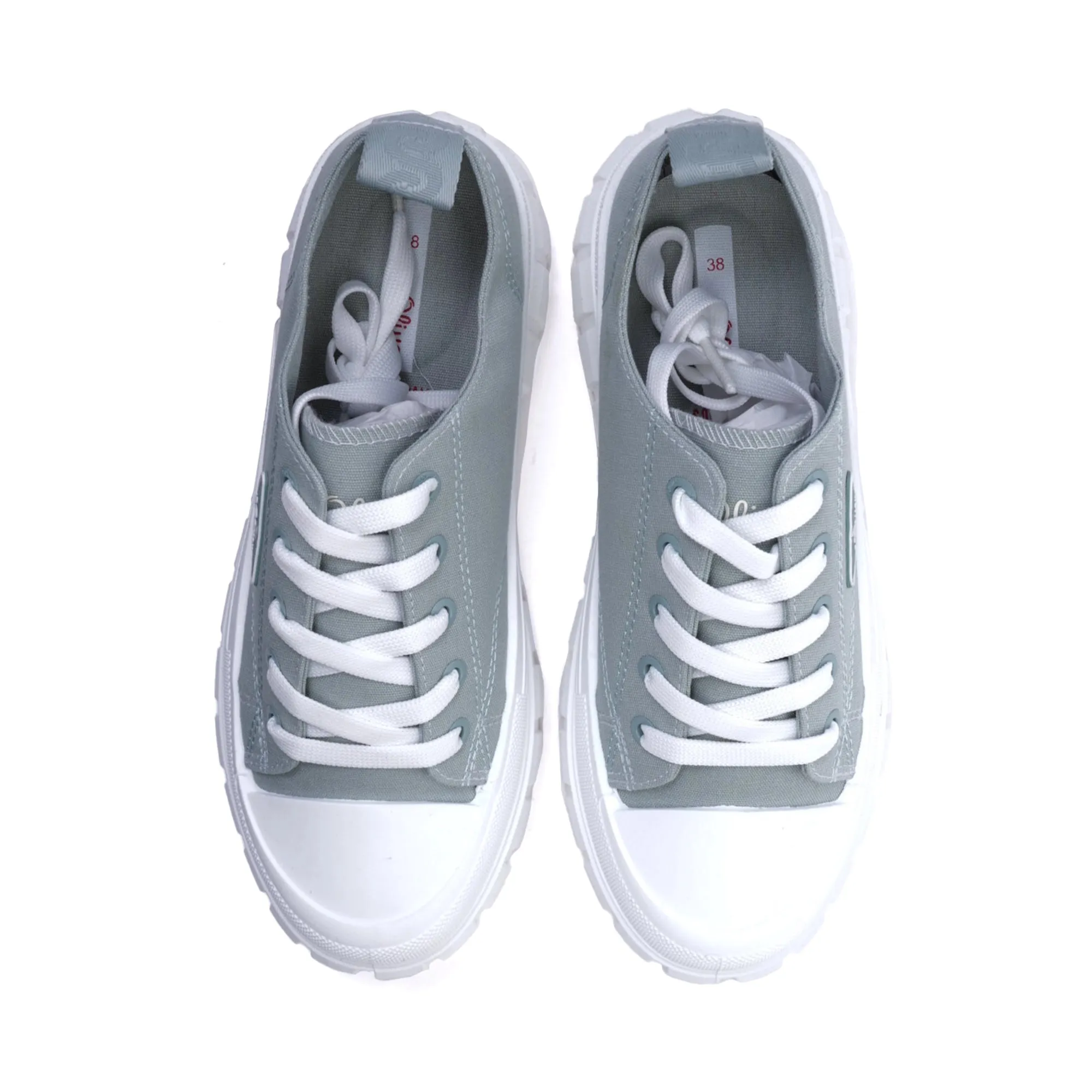 S. Oliver Women's Canvas Sneakers with Platform Sole Grey