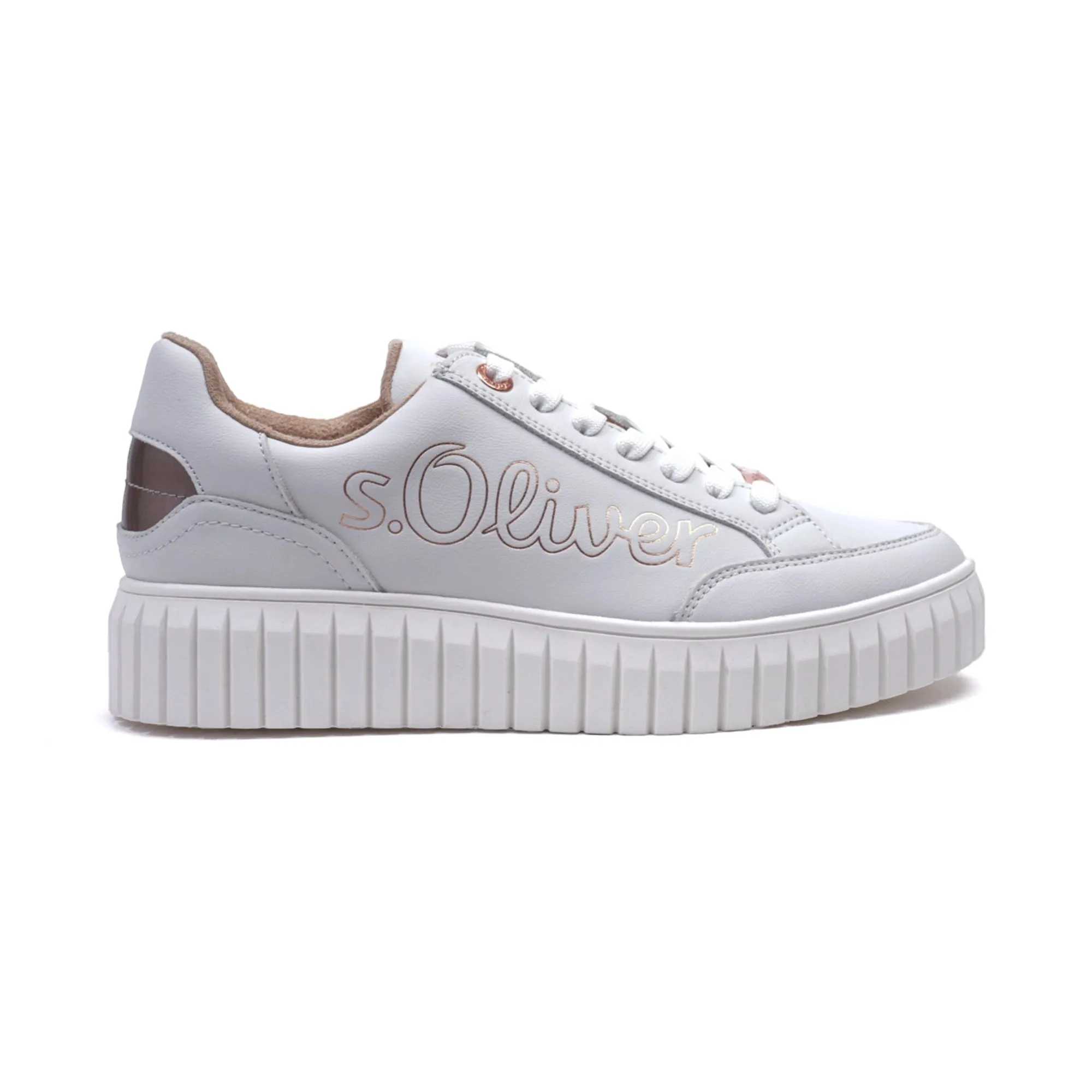 S. Oliver Women's Classic Lace-up Sneakers White-Rosegold