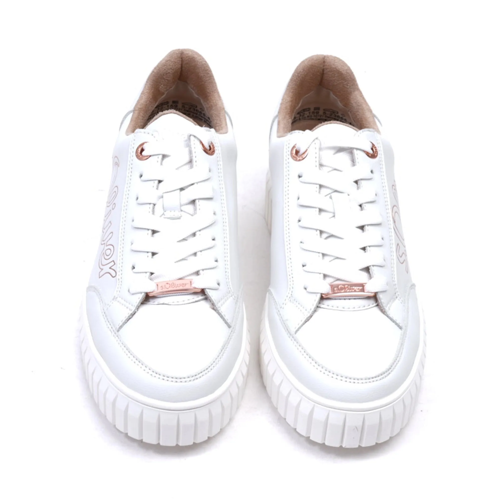 S. Oliver Women's Classic Lace-up Sneakers White-Rosegold