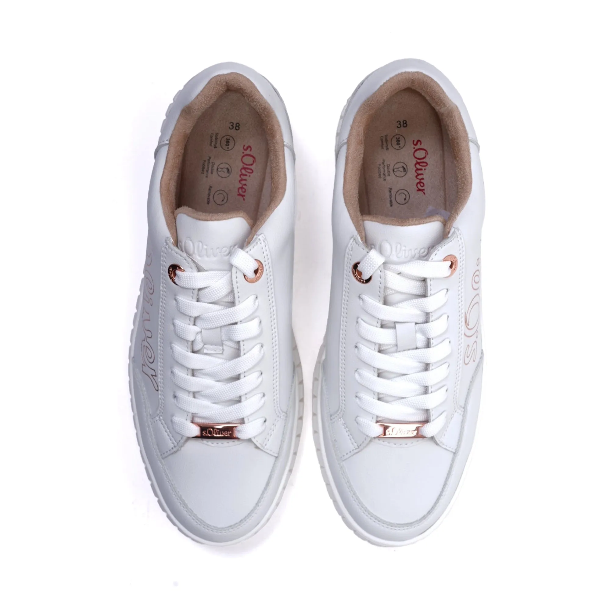 S. Oliver Women's Classic Lace-up Sneakers White-Rosegold