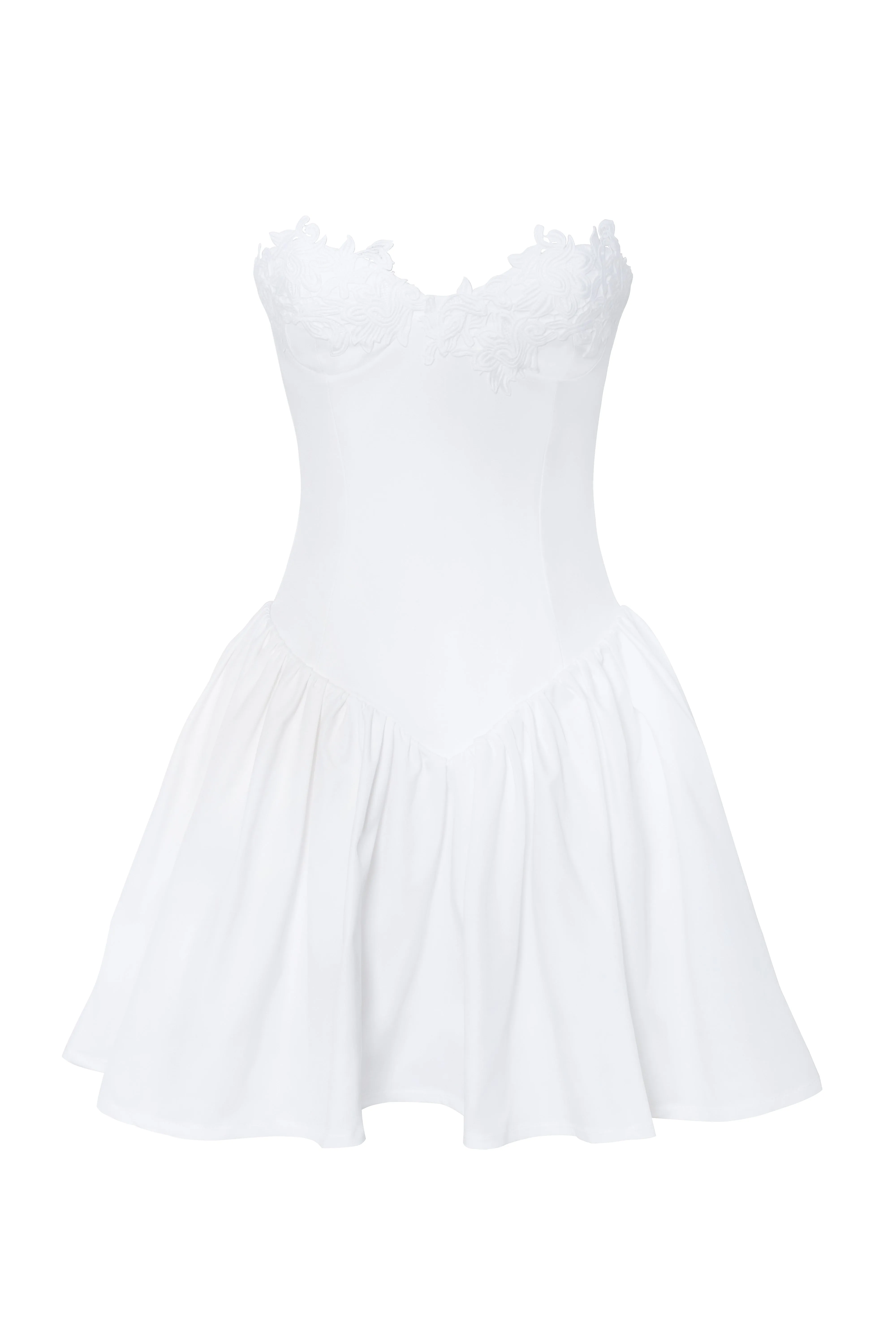 Sacha White Lace Drop Waist Corset Puffy Mini Dress