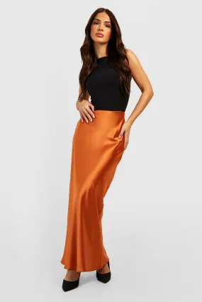 Satin Bias Maxi Slip Skirt