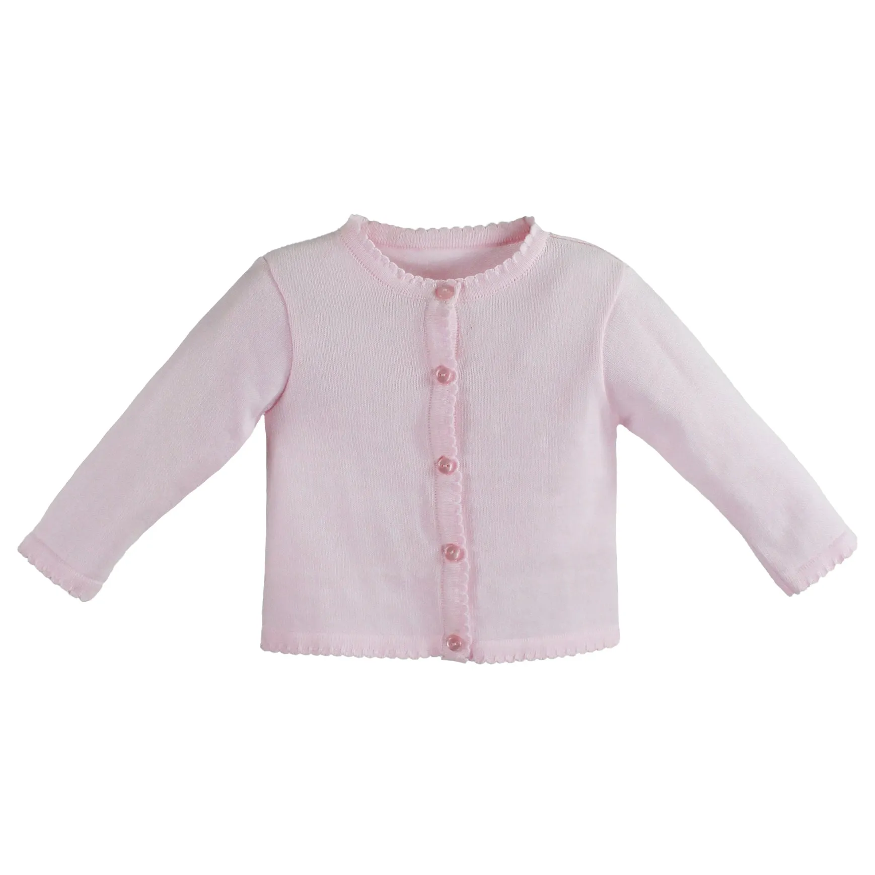 Scallop Edge Knit Cardigan | Pink