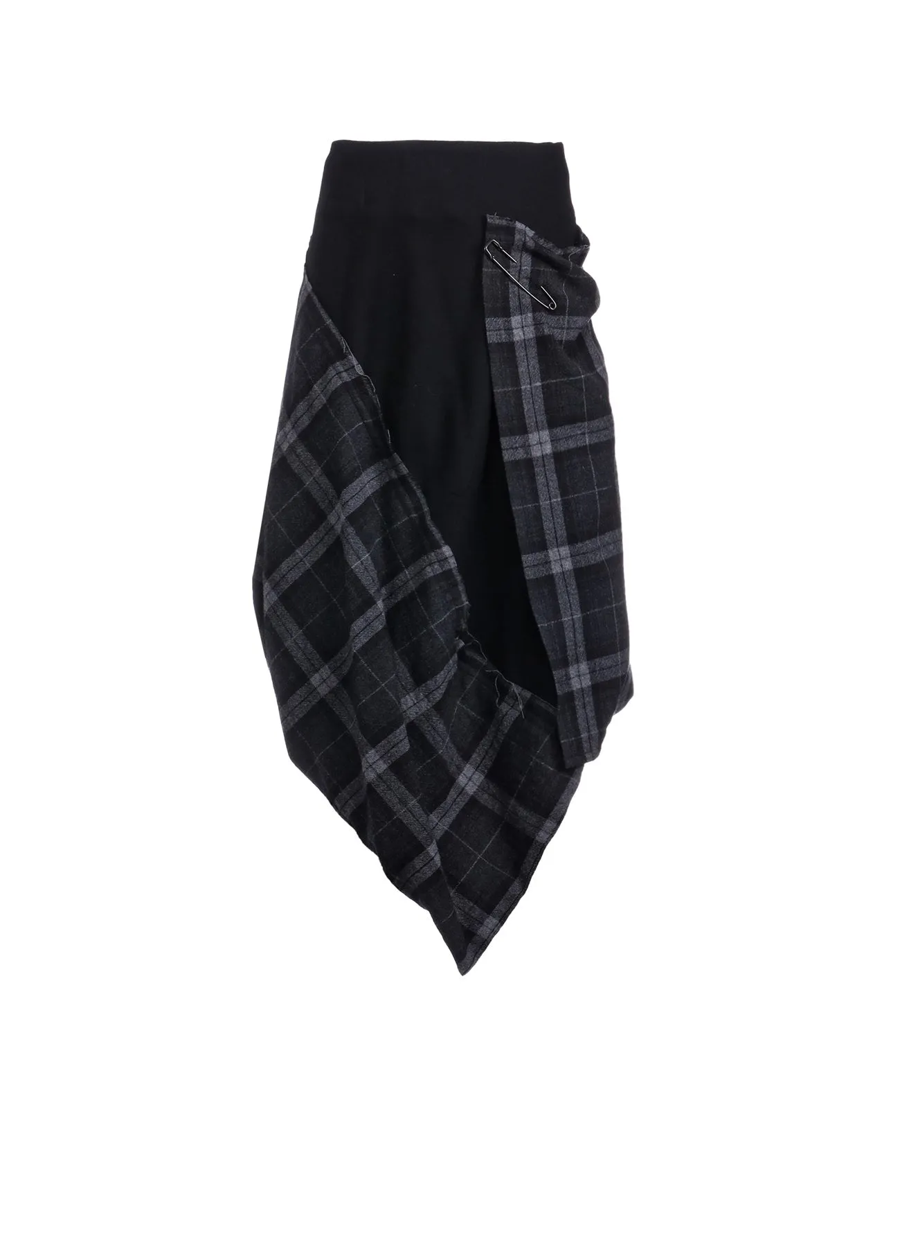 SERGE + PLAID COMBI WRAP SKIRT